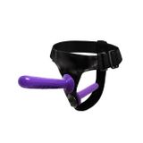 Nevamel® Mor Double Dong Titreşimli Belden Bağlamalı Çift Taraflı Bisex Dildo Vibratör Model 2