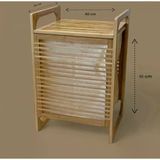 Nevamel Orta Boy Ahşap Bambu Kirli Sepeti 40X35x60