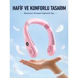 Nevamel® Pembe Boyun Tipi Fan Usb Şarjlı Hafif Tasarım Güçlü Hava Üflemeli Serinletici