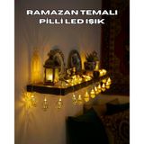 Nevamel® Pilli Altın Fenerli Ramazan Işıkları Dekoratif LED Zincir