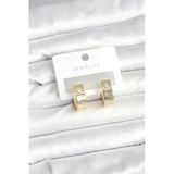 Nevamel® Pirinç Gold Renk Zirkon Taşlı Halka Kadın Küpe 5886