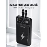 Nevamel® Powerbank Hızlı Şarj 10000 Mah Dahili Kablo Yeni Nesil - Çok Renkli