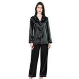 Nevamel® Siyah İkili Saten Gecelik Pijama Takımı 7647 (Kod:7647)