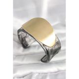 Nevamel® Siyah Mermer Desen Akrilik Plastik Gold Oval Plaka Model Vintage Kadın Bilezik 5886