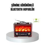 Nevamel® Solar Şarjlı Şömine Alev Efektli Bluetooth Hoparlör 7W Taşınabilir Ses Sistemi