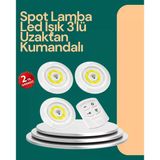 Nevamel Uzaktan Kumanda İle Kontrol Edilebilen Yapışkanlı 3 Lü Kablosuz Led Spot Lamba