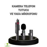 Nevamel® Vlog Ve Canlı Yayın İçin Çift Yaka Mikrofonu Ve Tripodlu Selfie Çubuğu Seti