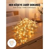 Nevamel® Yaprak Şekilli Gümüş Led Işık Pilli Dekoratif Aydınlatma Vitrin