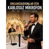 Nevamel® Yeni Nesil Kablosuz El Mikrofonu Seti Dijital Ekranlı Çift Mikrofonlu