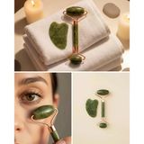 Nevamel® Yeşim Taşı Yüz Bakım Seti Çift Başlıklı Roller ve Gua Sha