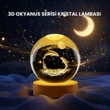 Nevamel® Yunus Figürlü Led Kristal Küre Ahşap Standlı Dekoratif Gece Lambası