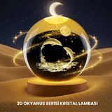 Nevamel® Yunus Temalı Kristal Küre Usb Işıklı Ahşap Altlıklı Gece Lambası