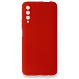 Nevarium Dtech Huawei P Smart Pro / Y9S Uyumlu Kılıf Yumuşak Dokulu Silikon Kırmızı
