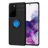 Nevarium Dtech Samsung Galaxy S21 Ultra Uyumlu Kılıf Yüzüklü Silikon Range Siyah-Mavi