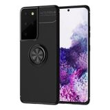 Nevarium Dtech Samsung Galaxy S21 Ultra Uyumlu Kılıf Yüzüklü Silikon Range Siyah