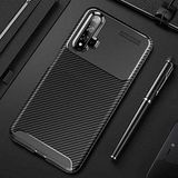 Nevarium Huawei Honor 20 Uyumlu Kılıf Karbon Dokulu Silikon - Siyah