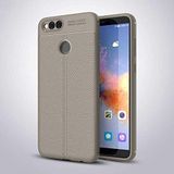 Nevarium Huawei Honor 7X Uyumlu Kılıf Deri Dokulu Kamera Korumalı Silikon - Gri