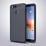 Nevarium Huawei Honor 7X Uyumlu Kılıf Deri Dokulu Kamera Korumalı Silikon - Lacivert