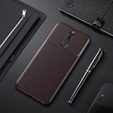 Nevarium Huawei Mate 10 Lite Uyumlu Kılıf Karbon Dokulu Silikon - Kahverengi
