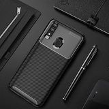 Nevarium Huawei P Smart 2019 Uyumlu Kılıf Karbon Dokulu Silikon - Siyah
