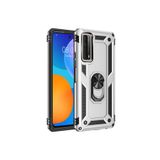 Nevarium Huawei P Smart 2021 Kılıf Tank Yüzüklü Yüksek Korumalı Silikon Sofya - Gümüş