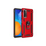 Nevarium Huawei P Smart 2021 Kılıf Tank Yüzüklü Yüksek Korumalı Silikon Sofya - Kırmızı