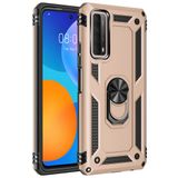 Nevarium Huawei P Smart 2021 Uyumlu Kılıf Tank Yüzüklü Silikon Kapak - Gold