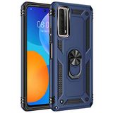 Nevarium Huawei P Smart 2021 Uyumlu Kılıf Tank Yüzüklü Yüksek Korumalı Silikon - Mavi