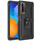 Nevarium Huawei P Smart 2021 Uyumlu Kılıf Tank Yüzüklü Yüksek Korumalı Silikon - Siyah
