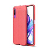 Nevarium Huawei P Smart Pro 2019 Uyumlu Kılıf Deri Dokulu Kamera Korumalı Silikon - Kırmızı
