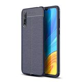 Nevarium Huawei P Smart S (Y8P) Uyumlu Kılıf Deri Dokulu Kamera Korumalı Silikon - Lacivert