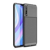 Nevarium Huawei P Smart S (Y8P) Uyumlu Kılıf Karbon Dokulu Silikon - Siyah