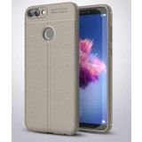 Nevarium Huawei P Smart Uyumlu Kılıf Deri Dokulu Kamera Korumalı Silikon - Gri