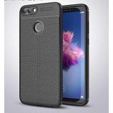 Nevarium Huawei P Smart Uyumlu Kılıf Deri Dokulu Kamera Korumalı Silikon - Siyah