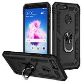 Nevarium Huawei P Smart Uyumlu Kılıf Tank Yüzüklü Yüksek Korumalı Silikon - Siyah