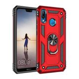 Nevarium Huawei P20 Lite Uyumlu Kılıf Tank Yüzüklü Silikon Kapak - Kırmızı