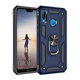 Nevarium Huawei P20 Lite Uyumlu Kılıf Tank Yüzüklü Silikon Kapak - Lacivert