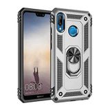 Nevarium Huawei P20 Lite Uyumlu Kılıf Tank Yüzüklü Yüksek Korumalı Silikon - Gri