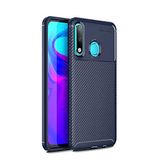 Nevarium Huawei P30 Lite Uyumlu Kılıf Karbon Dokulu Silikon - Lacivert