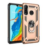 Nevarium Huawei P30 Lite Uyumlu Kılıf Tank Yüzüklü Yüksek Korumalı Silikon - Gold