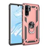 Nevarium Huawei P30 Pro Uyumlu Kılıf Tank Yüzüklü Yüksek Korumalı Silikon - Rose Gold