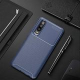Nevarium Huawei P30 Uyumlu Kılıf Karbon Dokulu Silikon - Lacivert