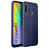 Nevarium Huawei P40 Lite E Uyumlu Kılıf Deri Dokulu Kamera Korumalı Silikon - Lacivert