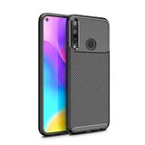 Nevarium Huawei P40 Lite E Uyumlu Kılıf Karbon Dokulu Silikon - Siyah