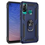 Nevarium Huawei P40 Lite E Uyumlu Kılıf Tank Yüzüklü Yüksek Korumalı Silikon - Mavi