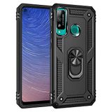 Nevarium Huawei P40 Lite E Uyumlu Kılıf Tank Yüzüklü Yüksek Korumalı Silikon - Siyah