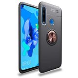 Nevarium Huawei P40 Lite E Uyumlu Kılıf Yüzüklü Silikon Range - Siyah-Rose Gold