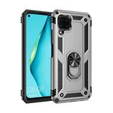Nevarium Huawei P40 Lite Kılıf Tank Yüzüklü Yüksek Korumalı Silikon Sofya - Gümüş