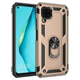 Nevarium Huawei P40 Lite Uyumlu Kılıf Tank Yüzüklü Yüksek Korumalı Silikon - Gold