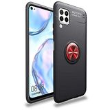 Nevarium Huawei P40 Lite Uyumlu Kılıf Yüzüklü Silikon Range - Siyah-Kırmızı